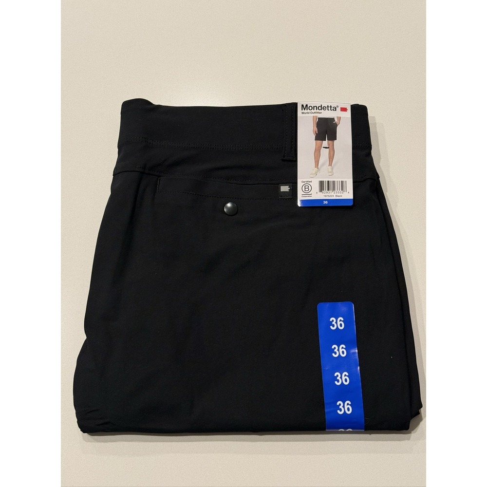 Mondetta Stretch Warp Knit Shorts Mens 36 Black Gym Training Moisture Wicking